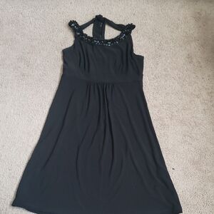 Ronni Nicole Black Midi Dress with Sequin Detail Size 10